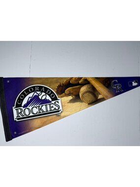 Colorado Rockies MLB Baseball Pennant 12x30 Flag Felt Banner Mancave Decor Blue